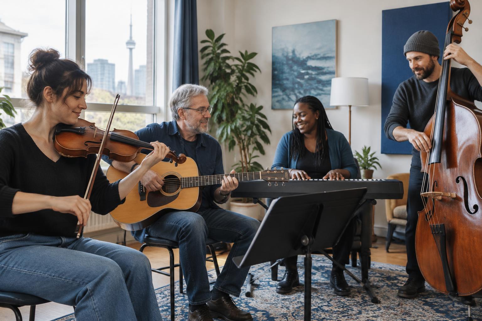 Illustrative scene of musicians rehearsing together